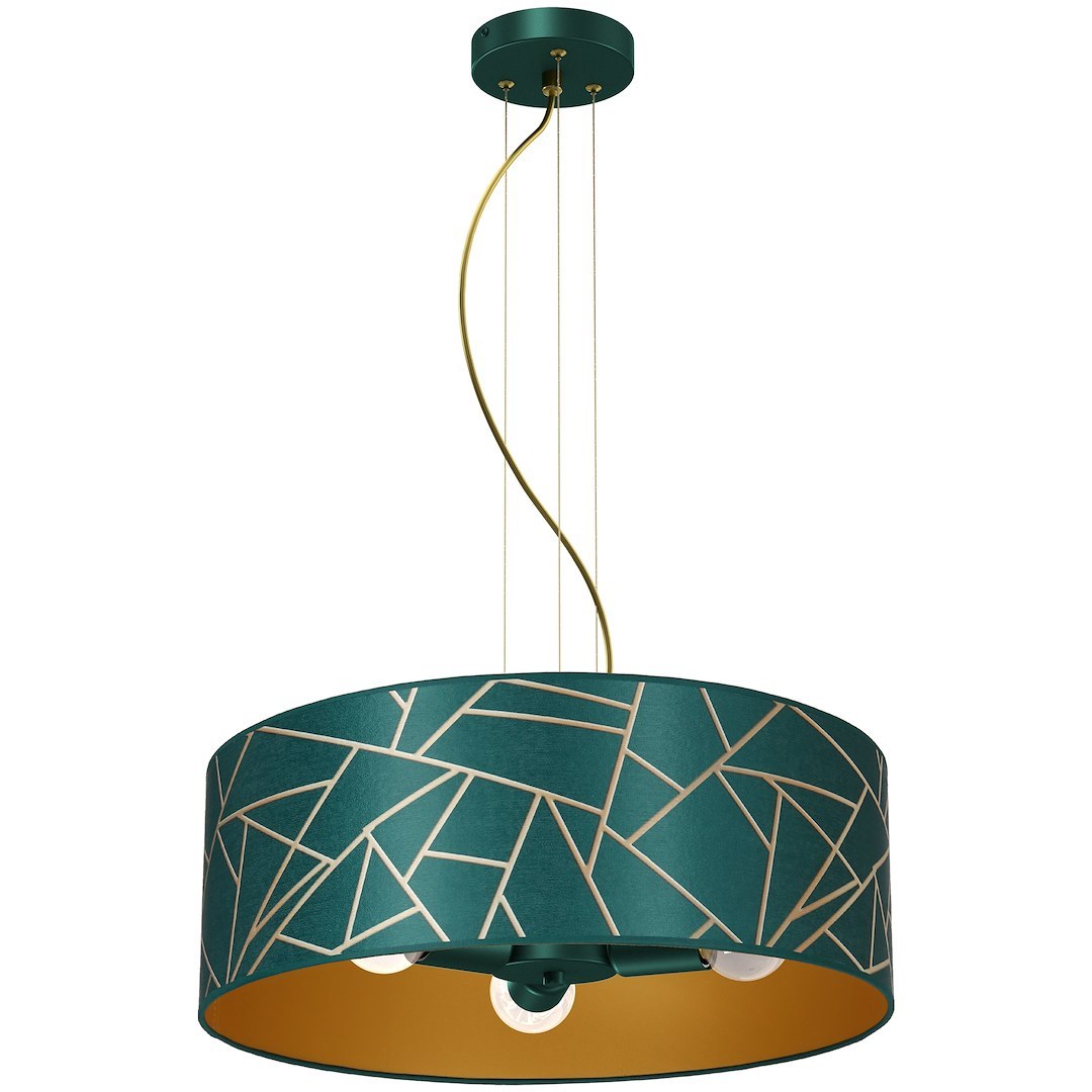 Lampa wisząca Ziggy Biały Złoty/Bottle zielony 3xE27 - obrazek 2
