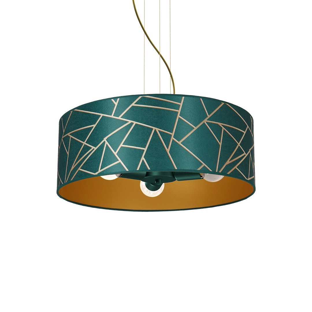 Lampa wisząca Ziggy Biały Złoty/Bottle zielony 3xE27 - obrazek 3