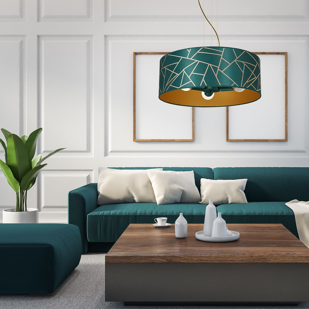 Lampa wisząca Ziggy Biały Złoty/Bottle zielony 3xE27 - obrazek 5