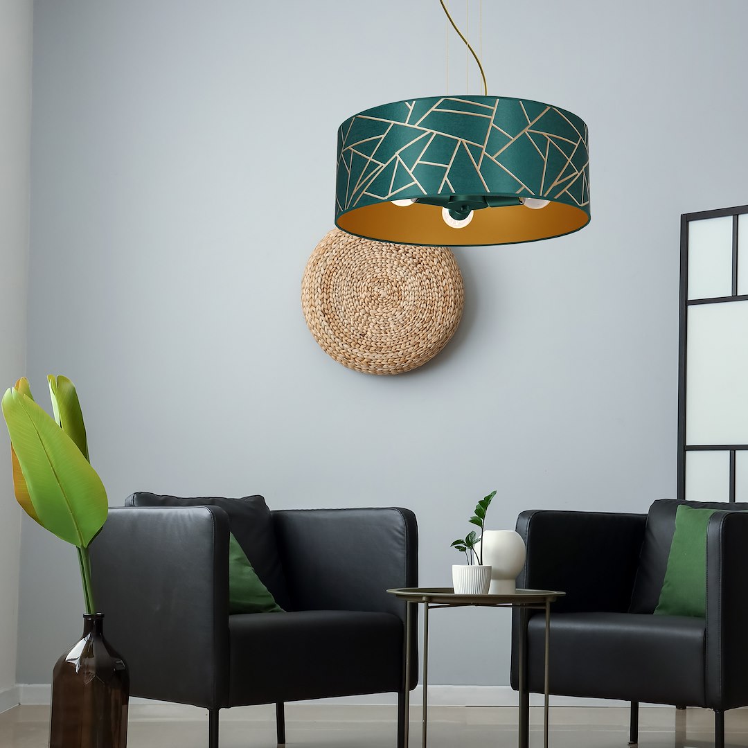 Lampa wisząca Ziggy Biały Złoty/Bottle zielony 3xE27 - obrazek 6