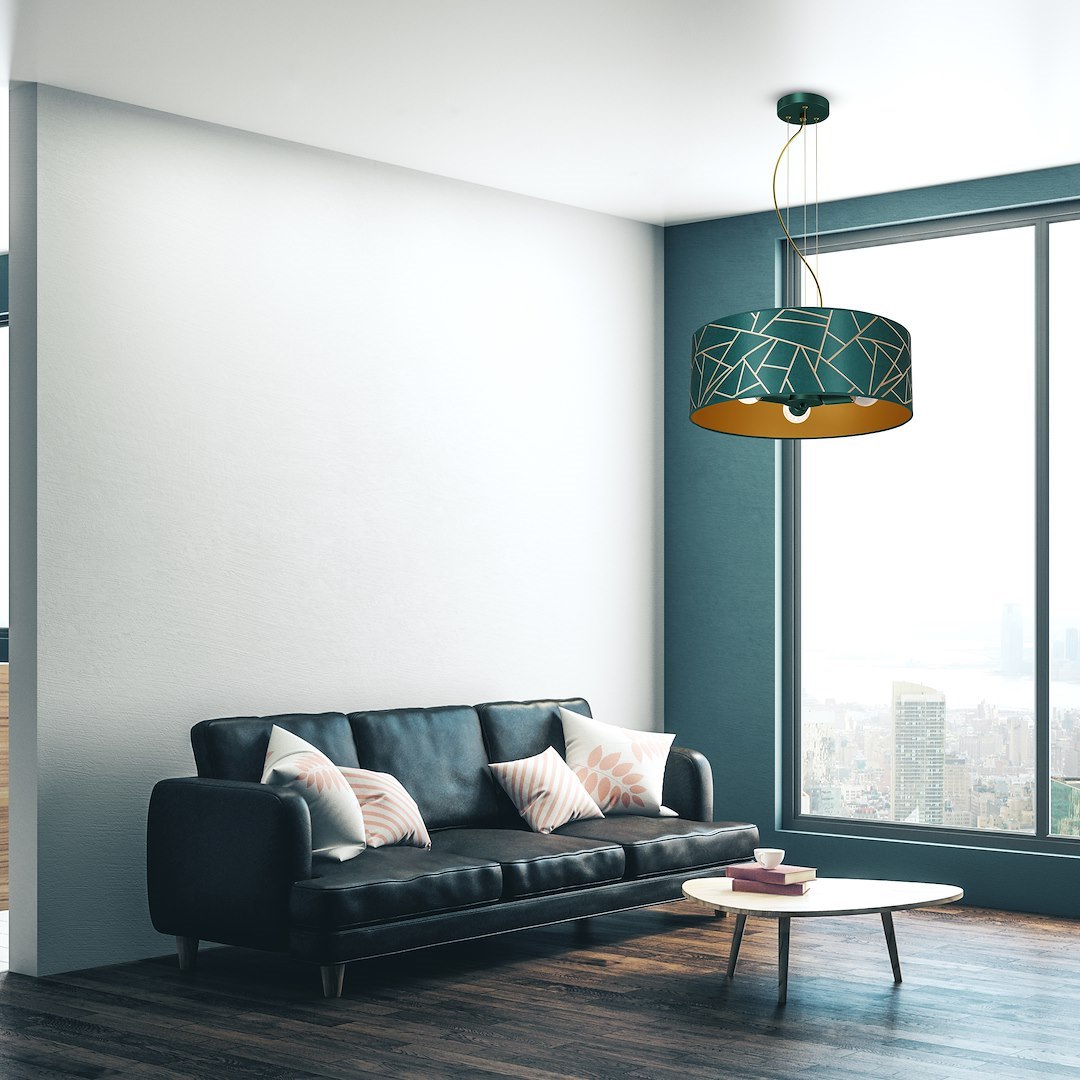 Lampa wisząca Ziggy Biały Złoty/Bottle zielony 3xE27 - obrazek 7