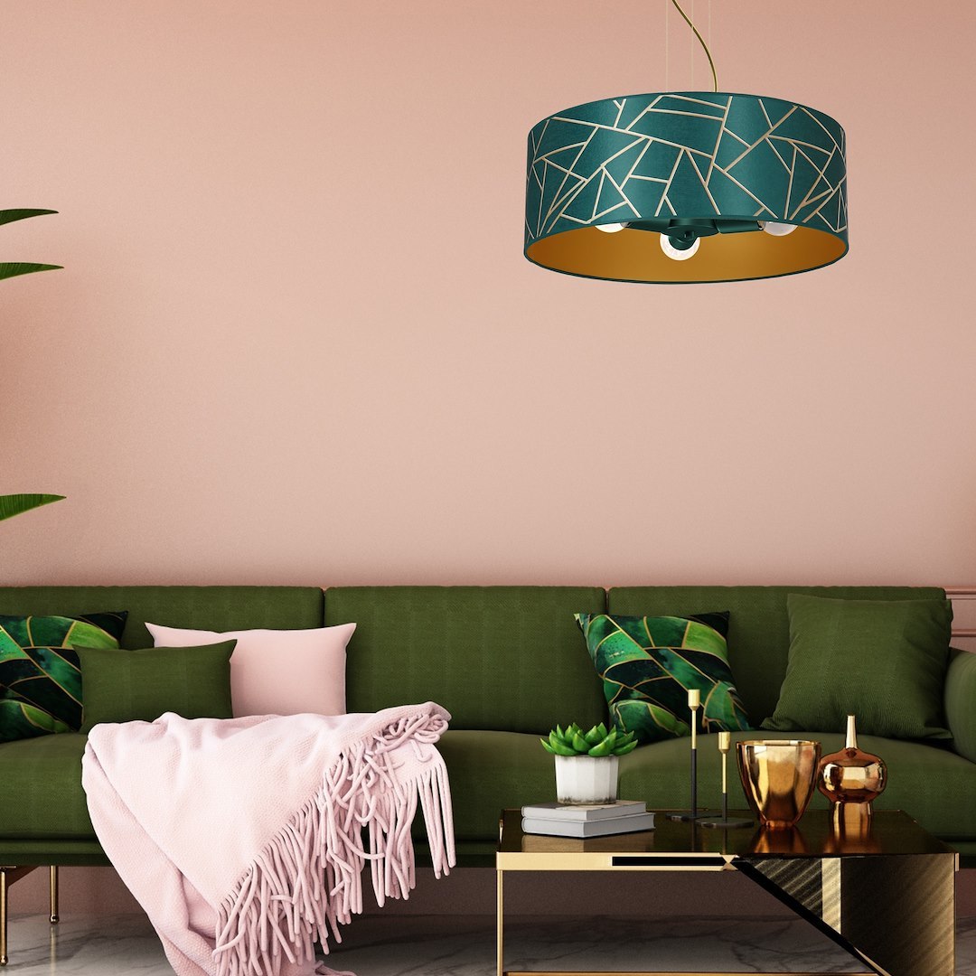 Lampa wisząca Ziggy Biały Złoty/Bottle zielony 3xE27 - obrazek 8