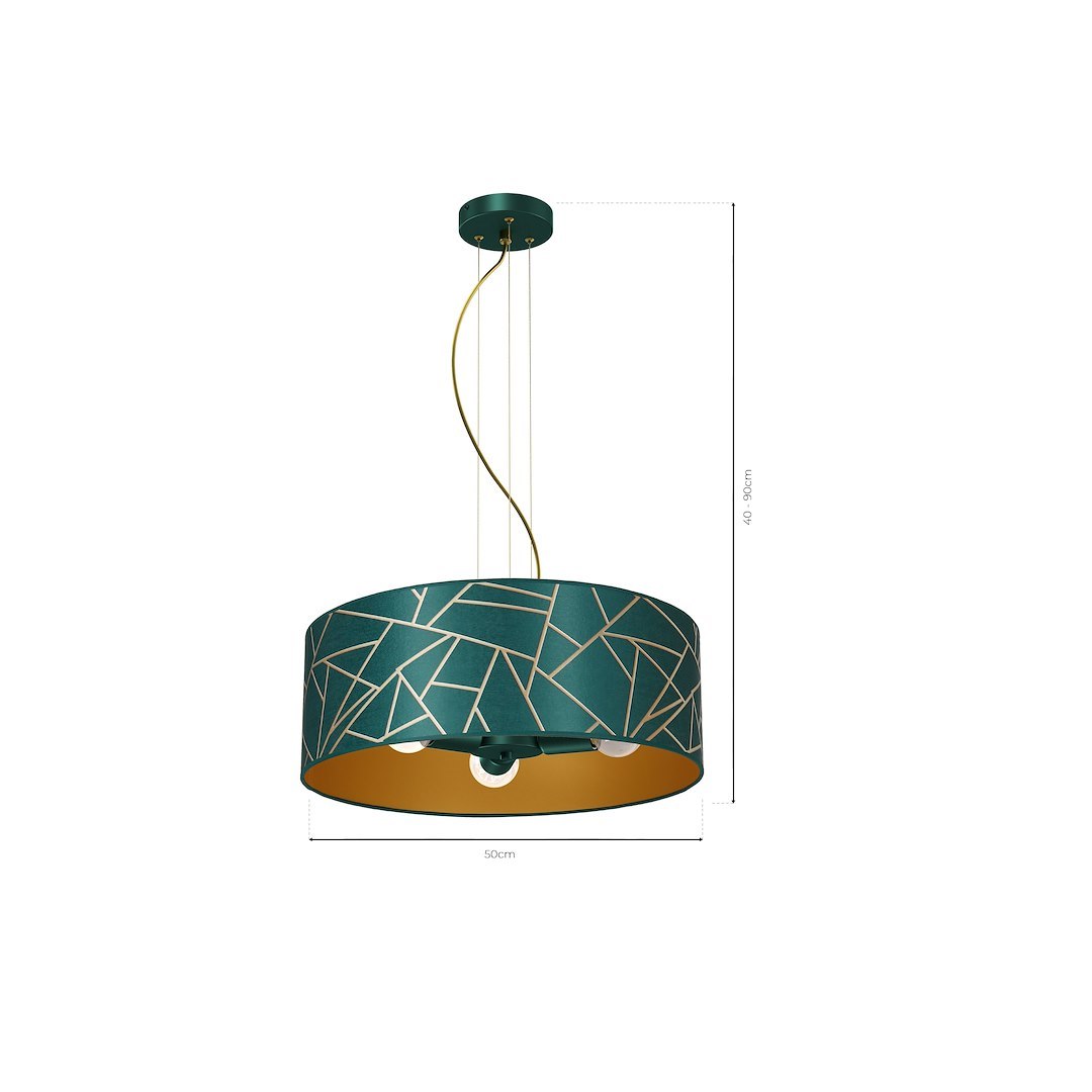Lampa wisząca Ziggy Biały Złoty/Bottle zielony 3xE27 - obrazek 9