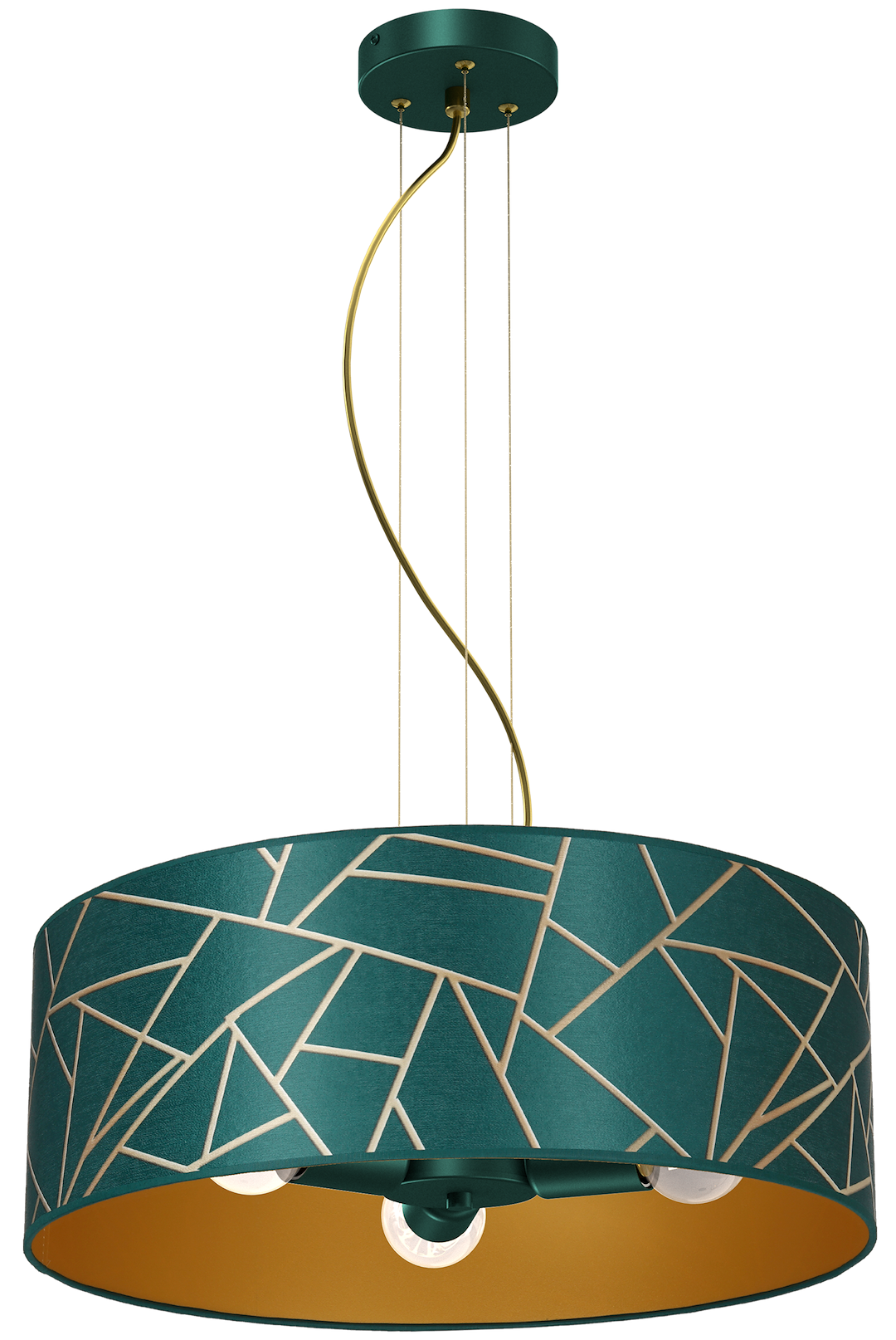 Lampa wisząca Ziggy Biały Złoty/Bottle zielony 3xE27 - obrazek 10