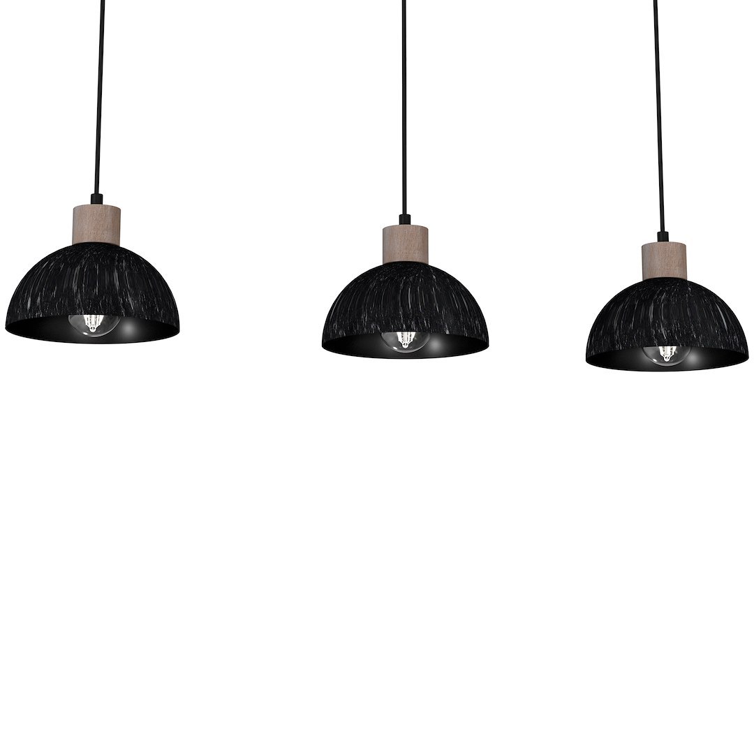Lampa wisząca ERIK Sawn black/Patinated wood 3XE27 - obrazek 3