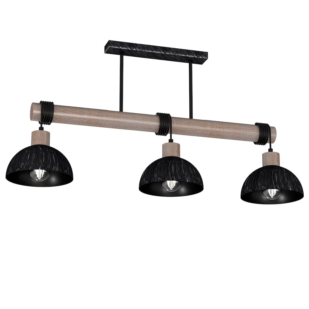 Lampa wisząca ERIK Sawn black/Patinated wood 3XE27 - obrazek 5