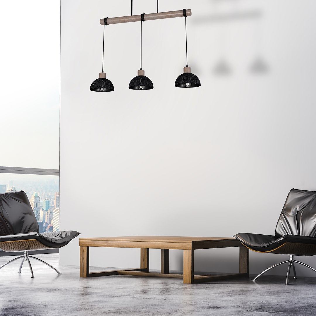 Lampa wisząca ERIK Sawn black/Patinated wood 3XE27 - obrazek 7