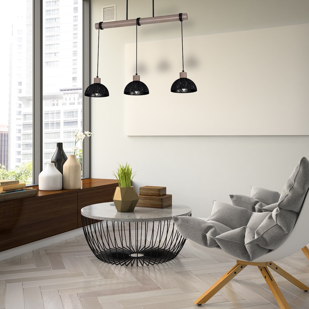Lampa wisząca ERIK Sawn black/Patinated wood 3XE27 - obrazek 8