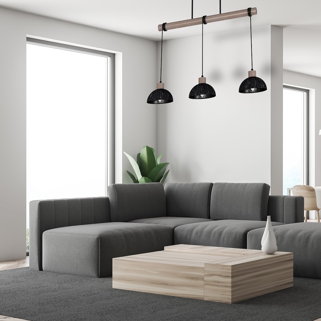 Lampa wisząca ERIK Sawn black/Patinated wood 3XE27 - obrazek 9