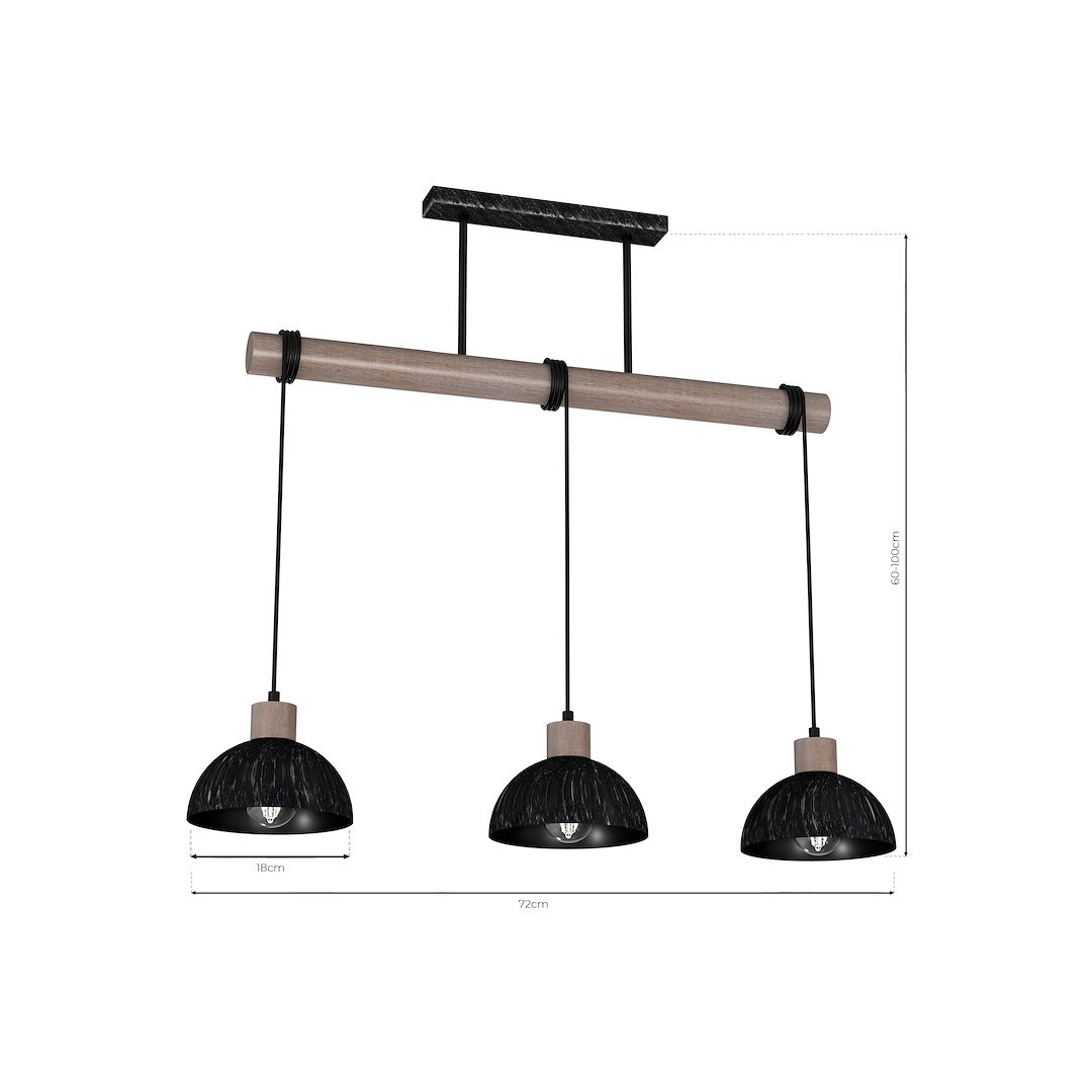 Lampa wisząca ERIK Sawn black/Patinated wood 3XE27 - obrazek 10