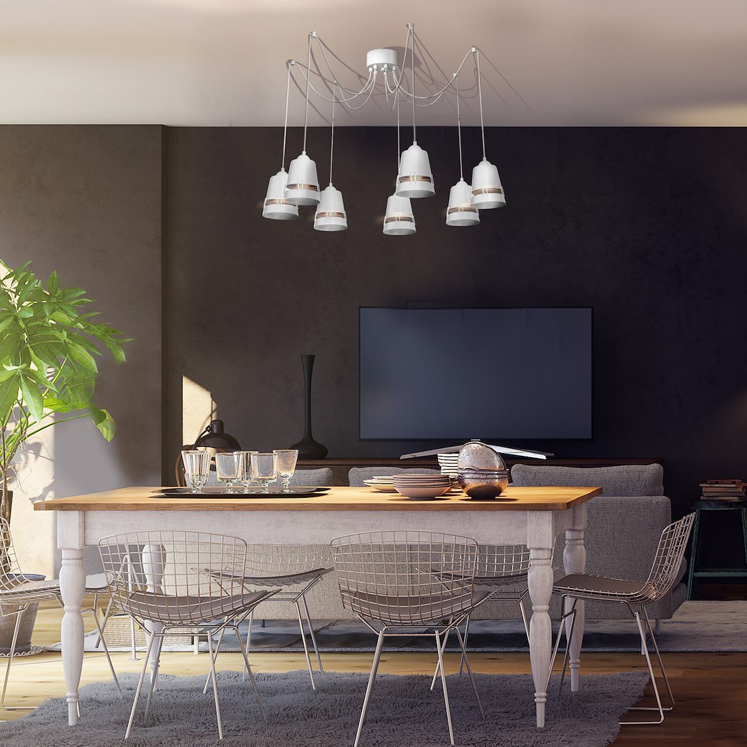 Lampa Wisząca Apollo Biały 7xE27 - obrazek 2
