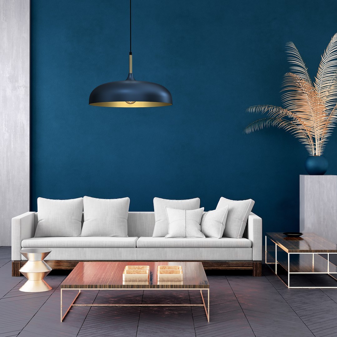 Lampa wisząca LINCOLN BLUE/GOLD 1xE27 45cm - obrazek 4
