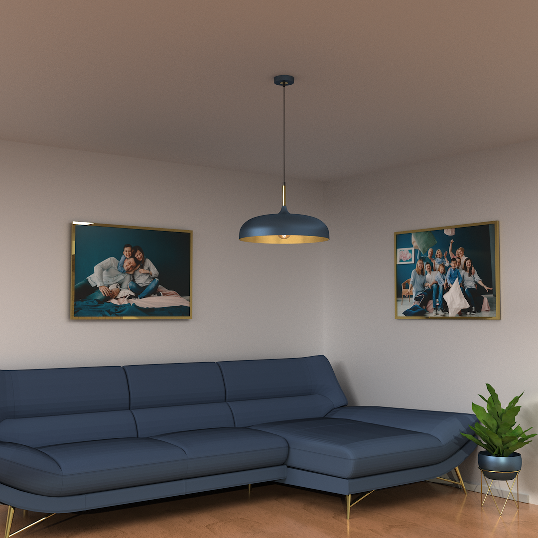 Lampa wisząca LINCOLN BLUE/GOLD 1xE27 45cm - obrazek 5