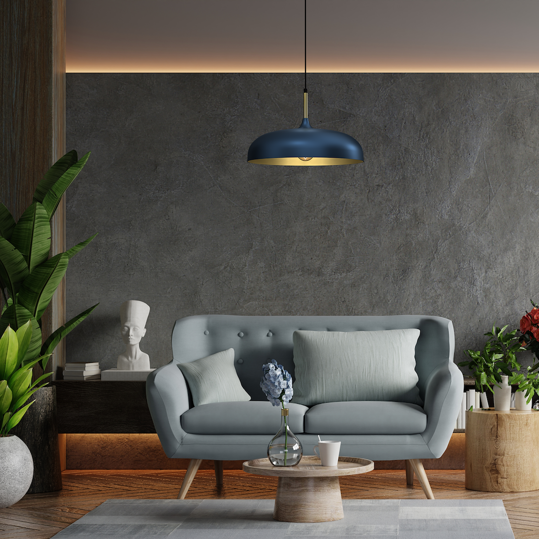 Lampa wisząca LINCOLN BLUE/GOLD 1xE27 45cm - obrazek 9