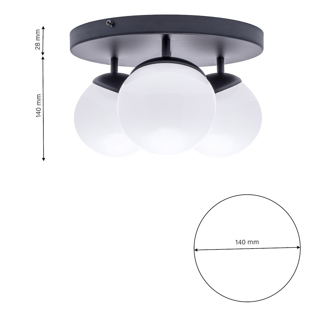 Lampa sufitowa SFERA BLACK 3xE14 - obrazek 6