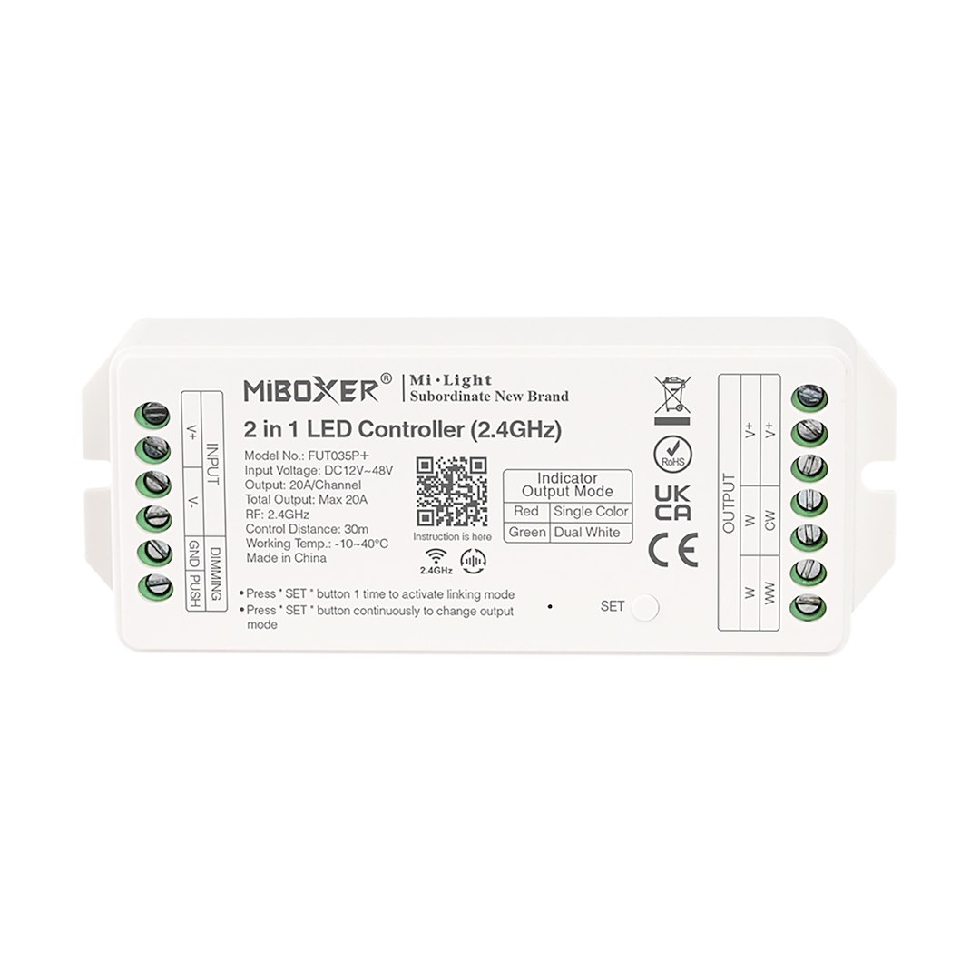 MI-LIGHT MiBoxer Kontroler 2w1 MONO/CCT 12-48VDC 20A FUT035P+